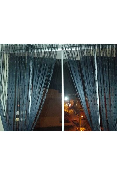 AKÇA TEKSTİL KÜÇÜK PUANLI MODEL ANTRASİT RENK İP PERDE HAZIR İP PERDE 300*270