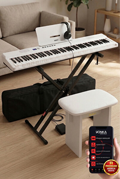 Midex Plx-120wh-st Katlanır Taşınabilir Dijital Piyano Tuş Hassasiyetli Full Set