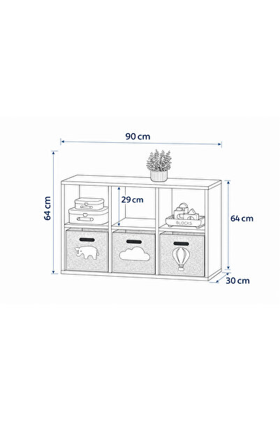 Baby Darling 6 Bölmeli Keçeli Organizer Dolap (Keçeler Dahil)