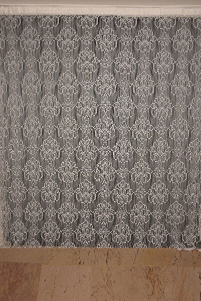 AKÇA TEKSTİL ÖRÜMCEK MODEL KREM RENK İP PERDE HAZIR DÜĞMELERİ DİKİLMİŞ İP PER...