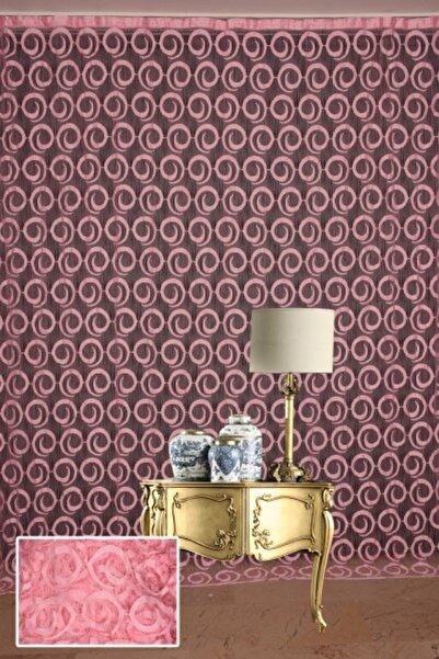 AKÇA TEKSTİL ستارة من الخيوط باللون الوردي من ماركة VAKKO، ستارة جاهزة مخيطة ...