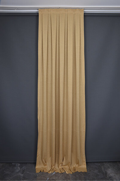 AKÇA TEKSTİL BÜYÜK PETEK MODEL GOLD RENK TEK KANAT Hazır dikilmiş Pileli Fon ...