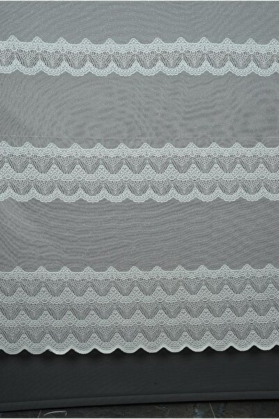 AKÇA TEKSTİL Lace Model Cream Color Single Wing Ready-Made Pleated Background...