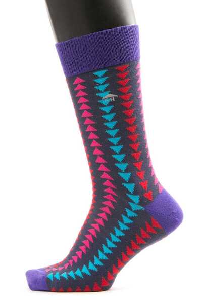 The Socks House Ανδρικές κάλτσες με μοτίβο μωβ τριγωνικής ρίγας