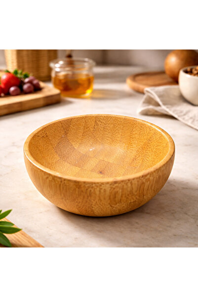 esdekor Natural Wooden Snack Bowl 8X4 cm 1 Piece Round Deep Breakfast Serving...