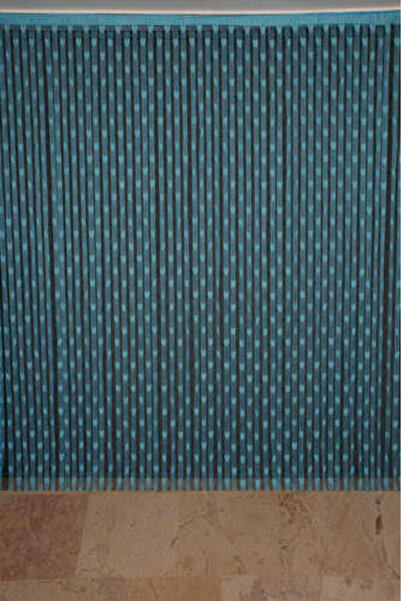 AKÇA TEKSTİL KALPLİ MODEL TURKUAZ RENK İP PERDE HAZIR İP PERDE 300*280