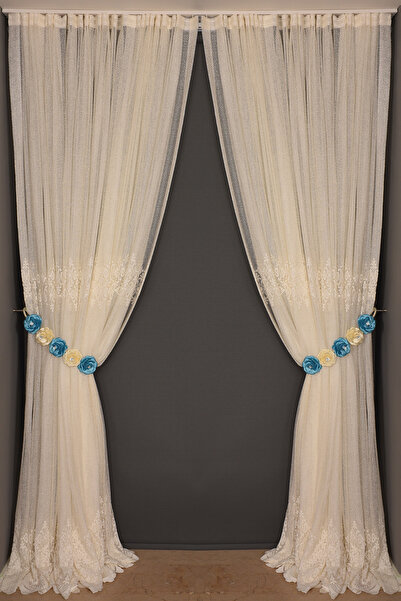 AKÇA TEKSTİL ΜΟΝΤΕΛΟ GÖBEKLİ ΚΡΕΜ ΧΡΩΜΑ ΜΟΝΟΦΛΑΓΓΙΔΑ Έτοιμη πλισέ κουρτίνα φό...