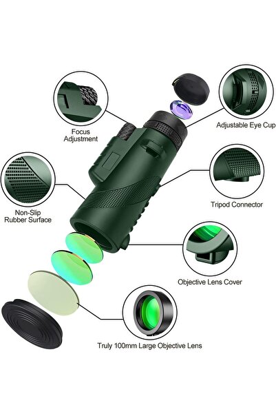 Arabest 80x100 High Power Monocular Telescope with Smartphone Adapter and Tripod