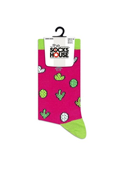 The Socks House Γυναικείες κάλτσες με σχέδιο φούξια κάκτου