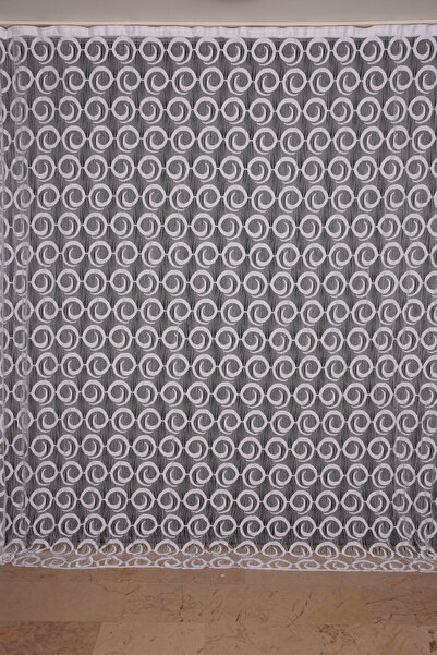 AKÇA TEKSTİL VAKKO MODEL BEYAZ RENK İP PERDE HAZIR DÜĞMELERİ DİKİLMİŞ İP PERD...