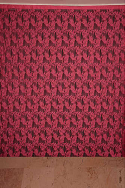 AKÇA TEKSTİL YAPRAK MODEL FUŞYA RENK İP PERDE HAZIR DÜĞMELERİ DİKİLMİŞ İP PER...