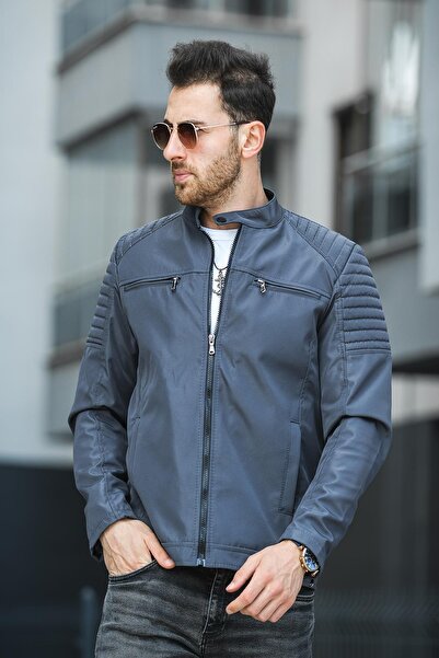 Oksit Ανδρικό παλτό Abuja Stand Collar Slim Fit με λεπτομέρεια με φερμουάρ κα...