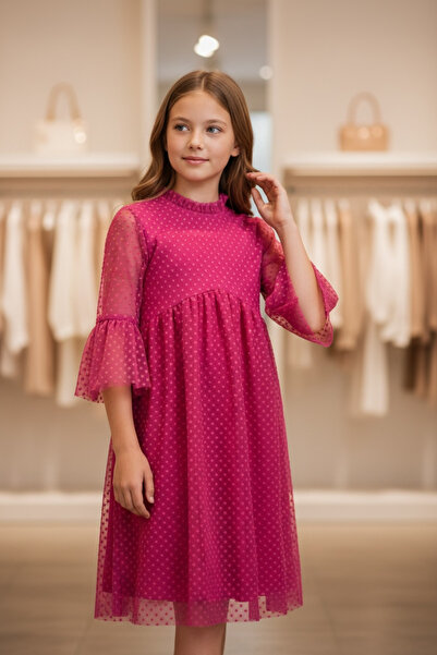 Minimoda Kids Puantiye Desenli Tül Elbise