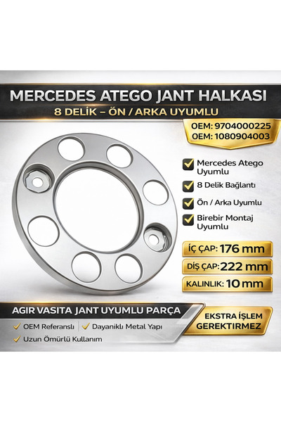 TR Mercedes 9704000025 1080904003 Atego Ön Arka Jant Kapağı 8 Delik 22.5 İnç ...