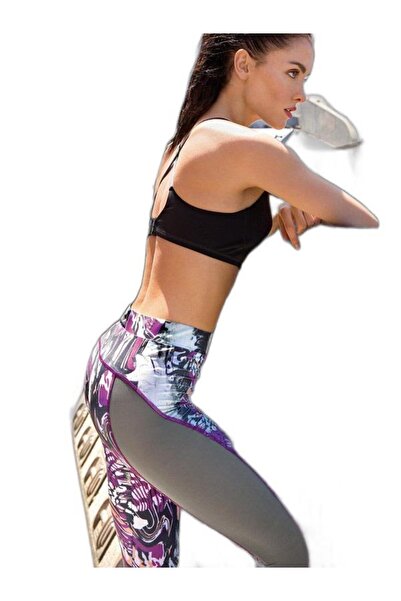 Yeni İnci Kadın Gri Yoga Fitness Pilates Koşu Sporcu Tayt Alt Üst Takım