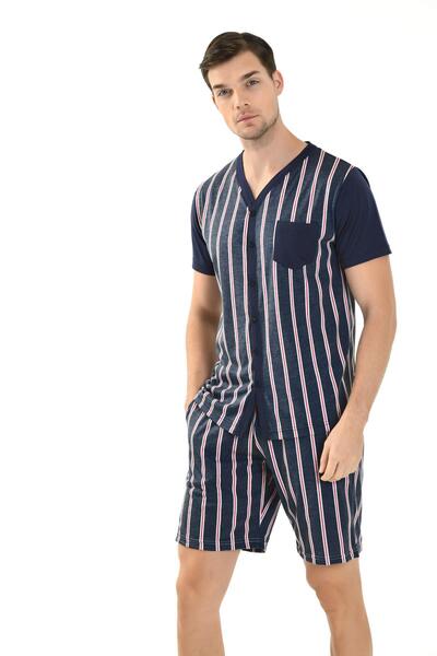 Yeni İnci ÖNDEN DÜĞMELİ 3'LÜ ERKEK PİJAMA TAKIM EPJ803