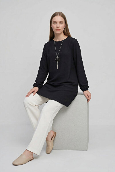 Linvey Yazlık Kadın Tunik Günlük İnce Sofia Keten Kolyeli Tunik Geniş Beden S...