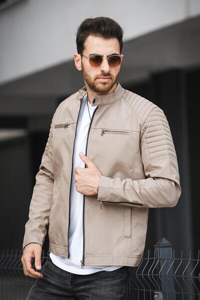 Oksit سترة رجالية بقصة ضيقة بياقة واقفة من Abuja - مزودة بتفاصيل سحاب وطارد ل...