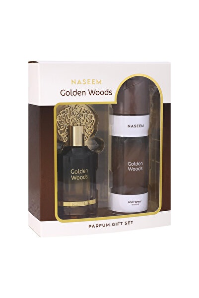Naseem مجموعة هدايا جولدن وودز - قطعتان (1 × ماء عطر 55 مل، 1 × بخاخ معطر للج...