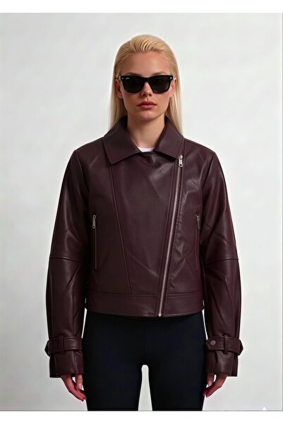 COJIKO Asymmetrical Zippered Women's Leather Jacket