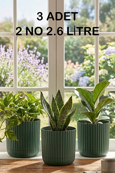 Zeraf Pot No:2-3 Pieces 2.6 Liter Table with Plate and Table Top Pot (Suitable for Home Office and Dental Space)