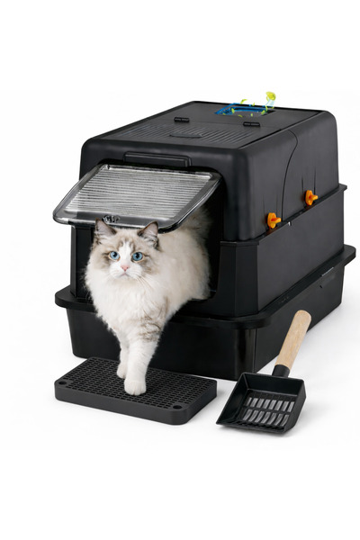 Shangxing صندوق فضلات القطط المغطى المصنوع من الفولاذ المقاوم للصدأ، صينية كب...