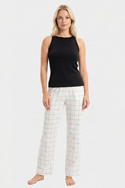 TÜREN 3616 Γυναικείο υφαντό παντελόνι με μονό πάτο