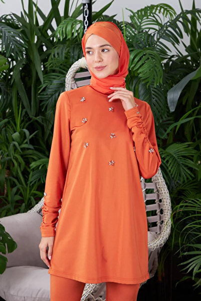 Moodbasic YENİ KADIN KOLLARI BÜZGÜLÜ TAŞLI TESETTÜR MAYO SW36.256