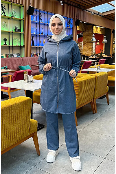 sefamerve Σετ φόρμας με δύο κορδόνια στη μέση 03070-07 Ίντιγκο