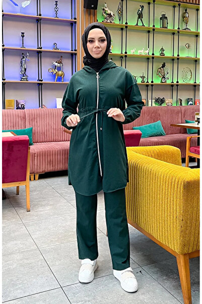 sefamerve Σετ Φόρμας με Διπλό Κορδόνι στη Μέση 03070-12 Νεφτί Πράσινο