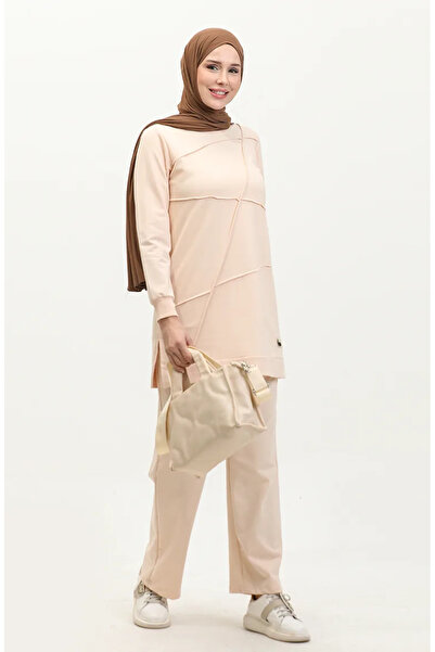 sefamerve Σετ τουνίκ και παντελόνι μπεζ - Two Thread 20029-02