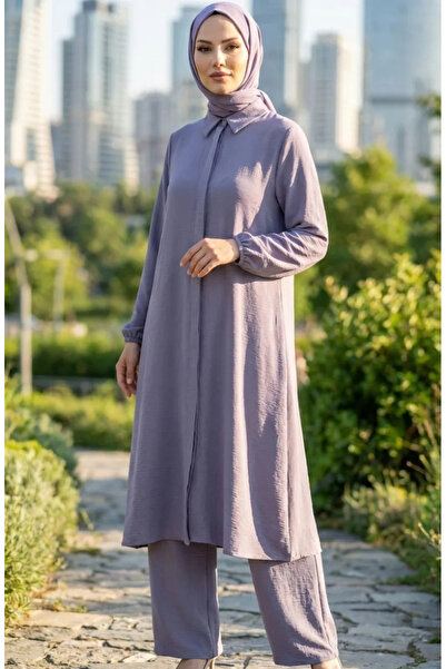 sefamerve Aerobin Υφασμάτινο Παντελόνι Τουνίκ Διπλό Σετ 4142-01 Γκρι