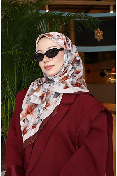 sefamerve وشاح بنمط الزهور 70332-06 بني