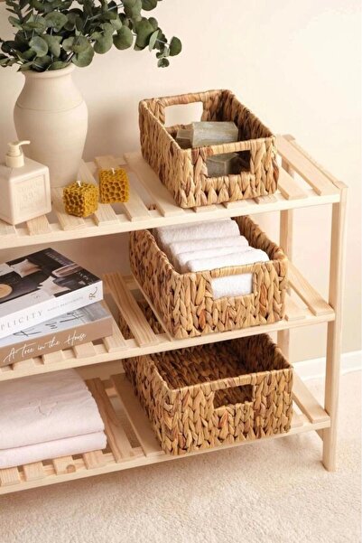 Atbyhome Set de organizatoare de coșuri dreptunghiulare din răchită - 3 piese