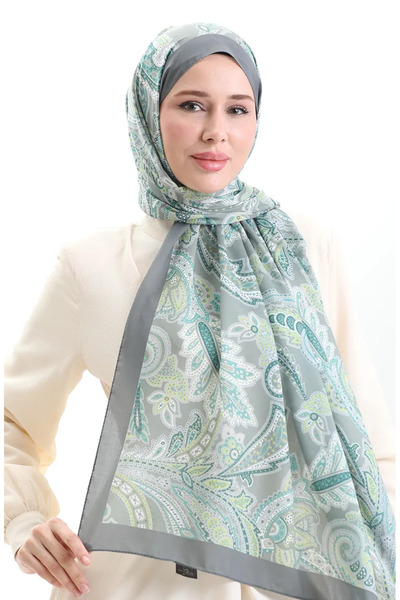 sefamerve Μαλακό σάλι με έθνικ σχέδιο 70296-02 Çağla Green Smoked