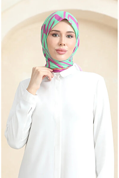 sefamerve Φουσκωτό πράσινο μαλακό βαμβακερό κασκόλ - 19092-15