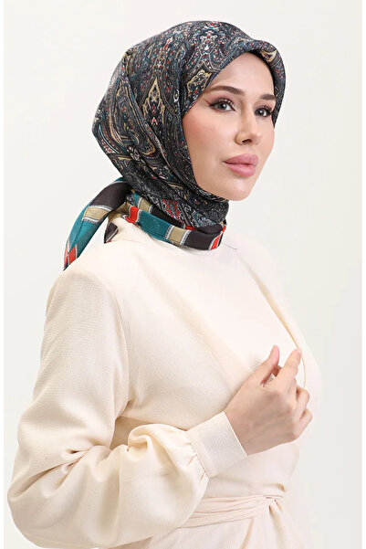 sefamerve Εθνοτικό κασκόλ κεχριμπαρένιο 70276-08 Πετρέλαιο