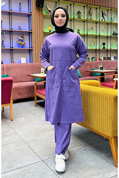 sefamerve Σετ αθλητική φόρμα με δύο τσέπες 03067-08 Σκούρο λιλά