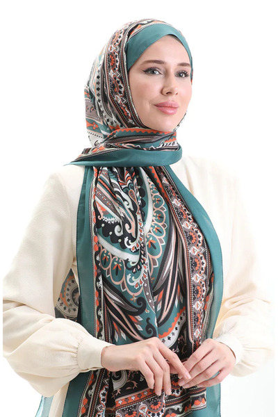 sefamerve شال ناعم بنمط عرقي 70295-05 أخضر