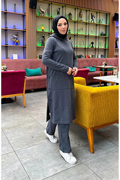 sefamerve Çıtçıt Detaylı İki İplik Eşofman Takım 3071-01 Antrasit