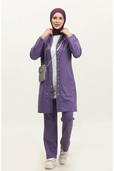 sefamerve بدلة رياضية مزدوجة 3078-03 أرجواني داكن