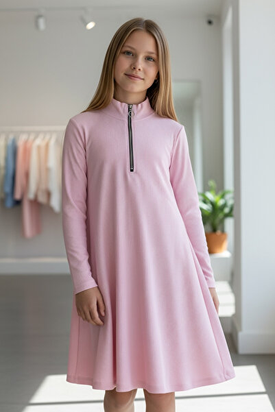 Minimoda Kids فستان من قماش البوليستر المضلع بسحّاب