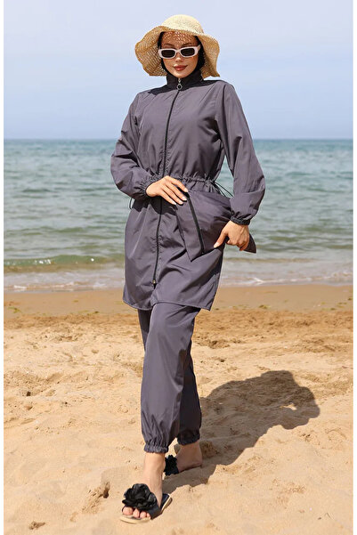 sefamerve حقيبة حجاب بخصر مطاطي ملابس سباحة حجاب 5035-03 أنثراسايت