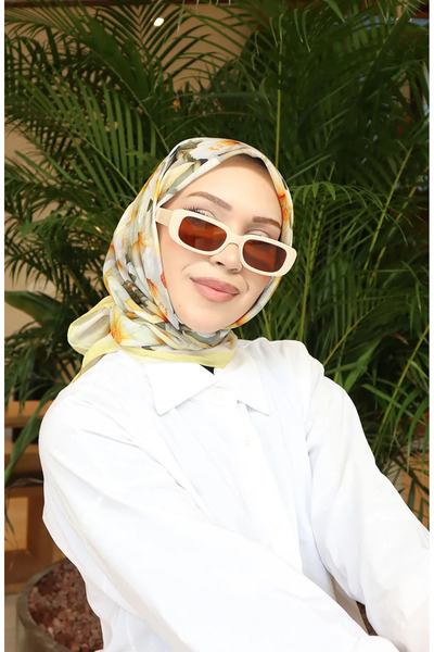 sefamerve Çiçek Desenli Eşarp 70332-01 Sarı