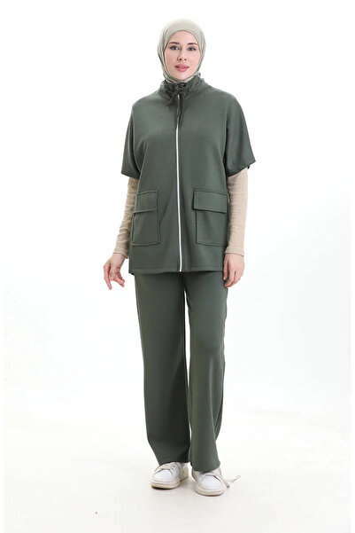 sefamerve Oysho Υφασμάτινο Σετ Γιλέκου 11330-05 Χακί