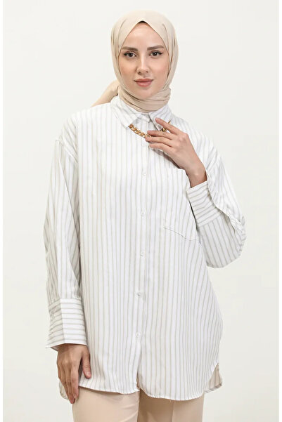 sefamerve Cămașă Oxford cu dungi bej 4807-03