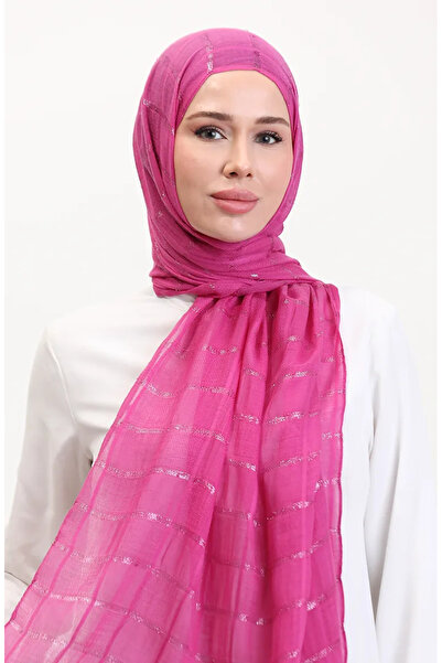 sefamerve Simli Keten Şal 2072-11 Eflatun