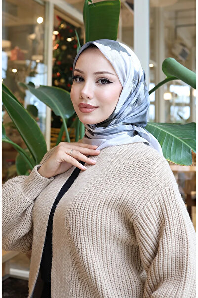 sefamerve Φουλάρι από βαμβακερό κουκούλα με σχέδιο λουλουδιών 70333-01 Μπεζ Χακί