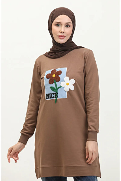 sefamerve 9116-09 Model Brown Daisy Vezena Tunika