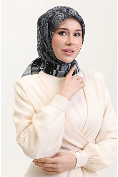 sefamerve Етнічний бурштиновий шарф 70275-01 Чорно-сірий